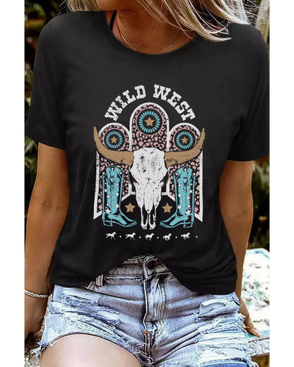 Azura Exchange Steer Skull Graphic Print T-Shirt - 2XL