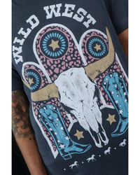 Azura Exchange Steer Skull Graphic Print T-Shirt - 2XL