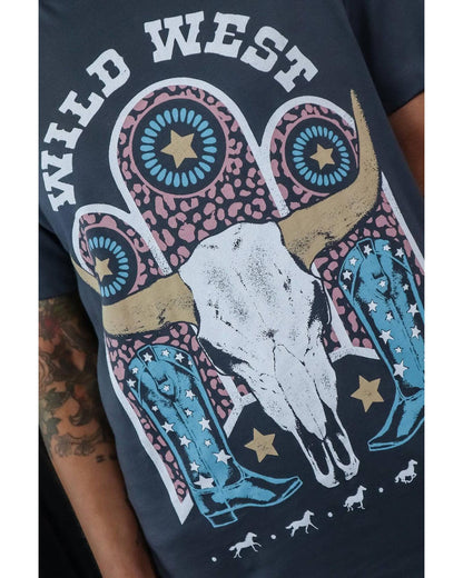 Azura Exchange Steer Skull Graphic Print T-Shirt - 2XL
