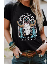 Azura Exchange Steer Skull Graphic Print T-Shirt - 2XL