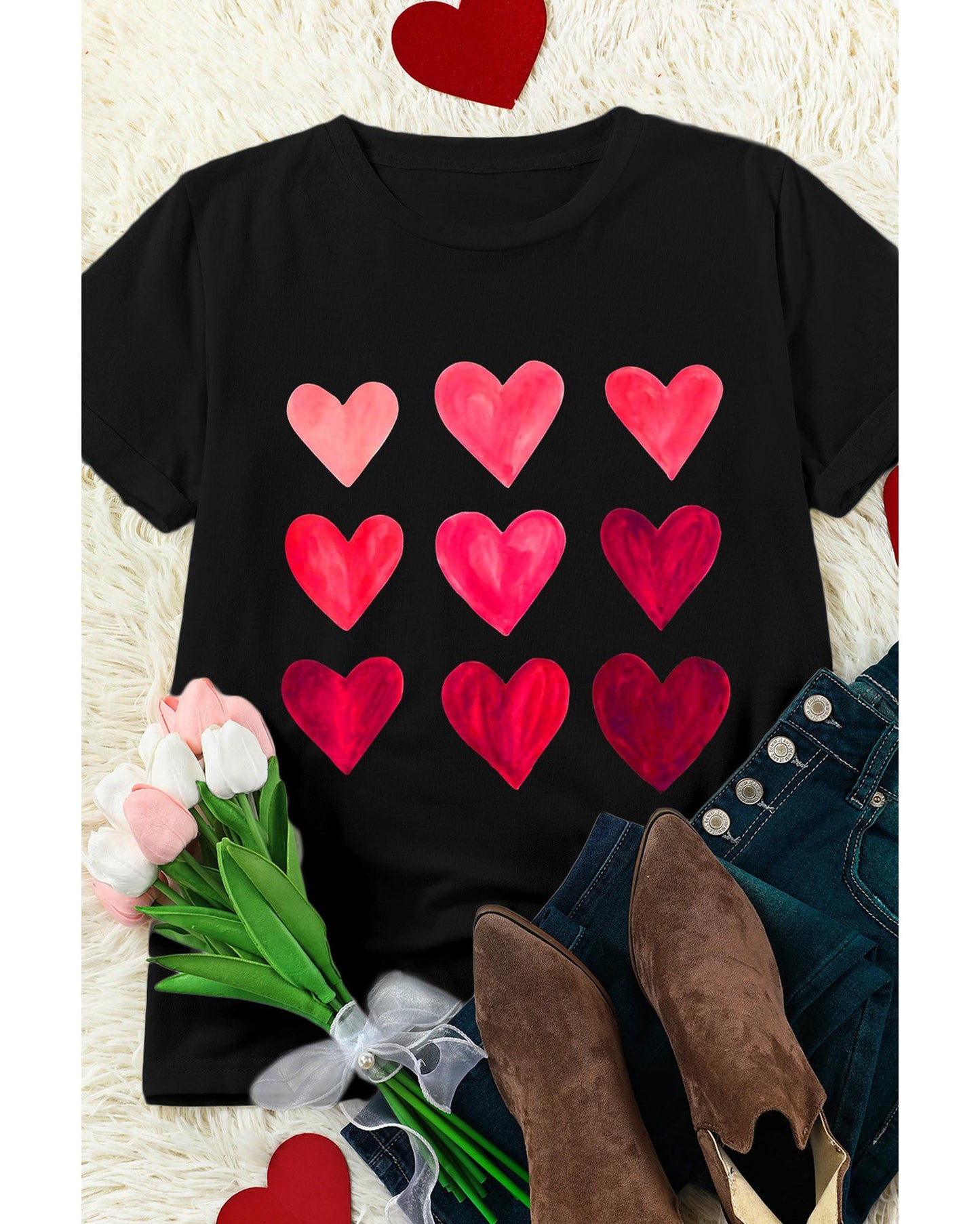 Azura Exchange Heart Graphic Tee for Valentines Day - S