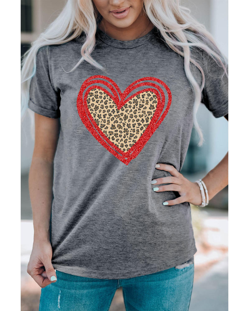 Azura Exchange Leopard Heart Graphic T-shirt - M