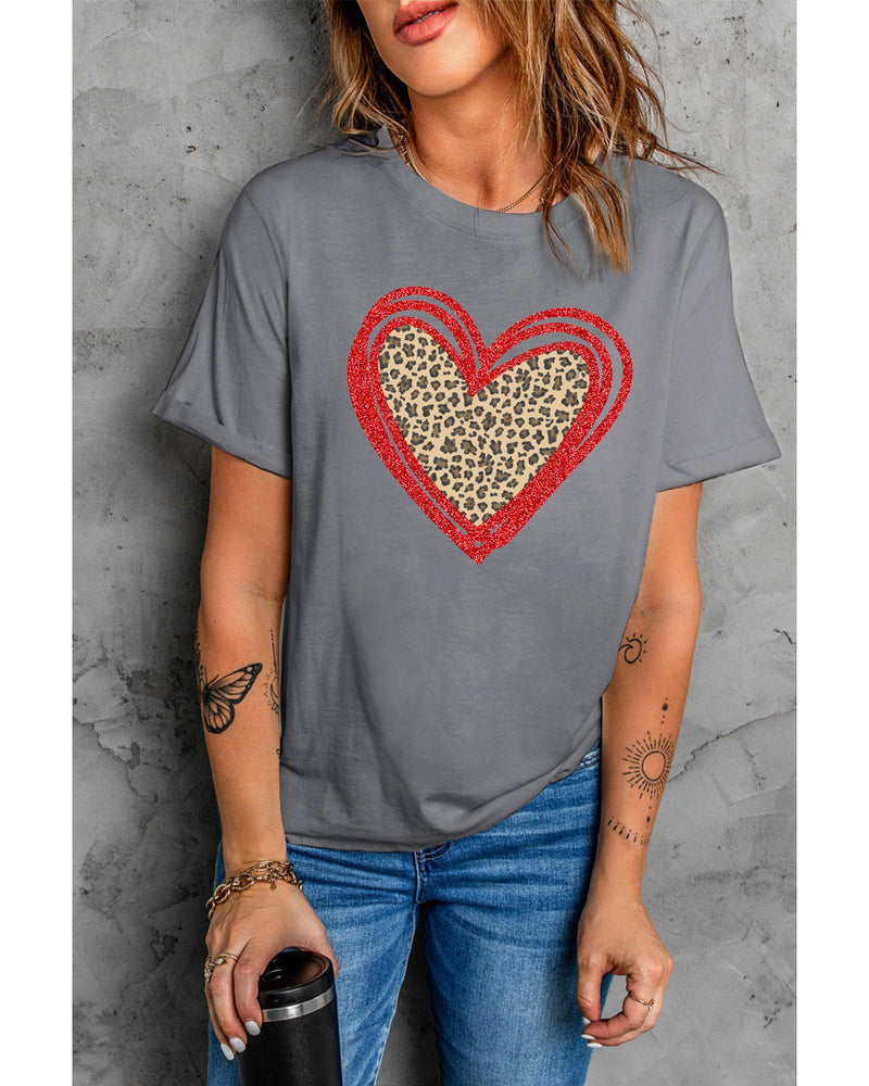 Azura Exchange Leopard Heart Graphic T-shirt - M
