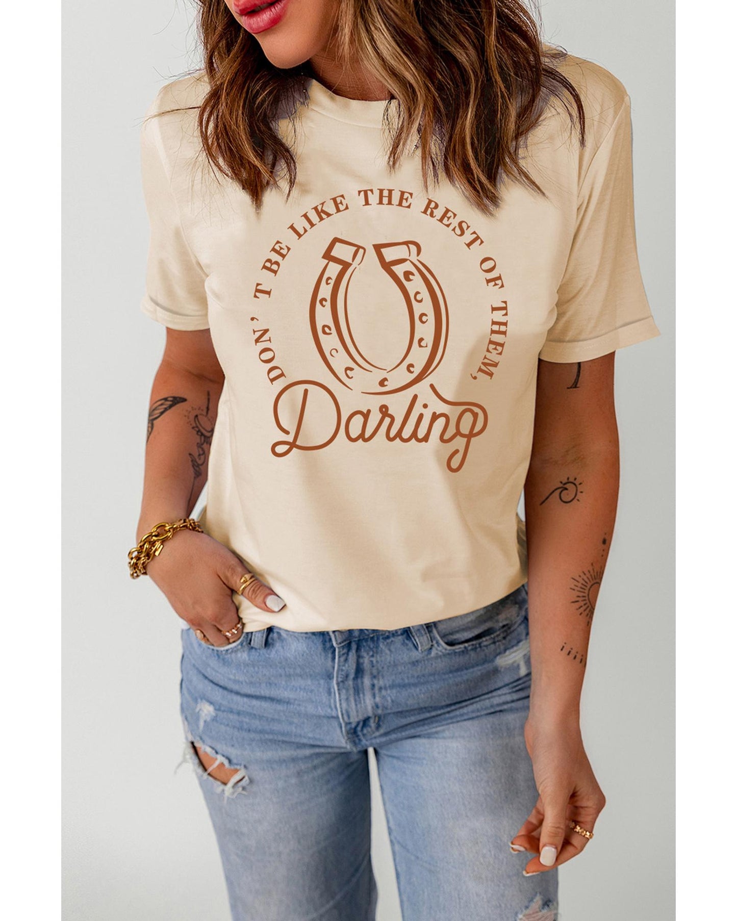 Azura Exchange Darling Letter Graphic Print T-Shirt - L