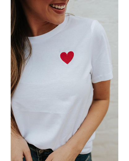 Azura Exchange Embroidered Heart Pattern T-Shirt - 2XL