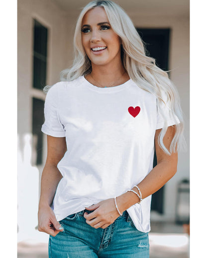 Azura Exchange Embroidered Heart Pattern T-Shirt - 2XL