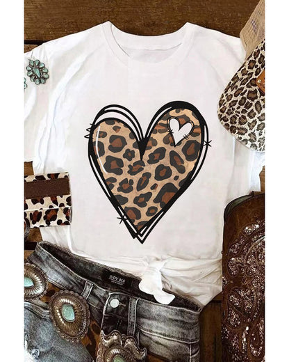 Azura Exchange Leopard Heart Pattern Print T-Shirt - 2XL