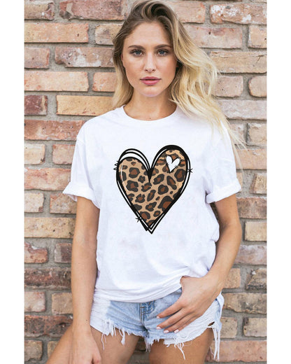 Azura Exchange Leopard Heart Pattern Print T-Shirt - 2XL