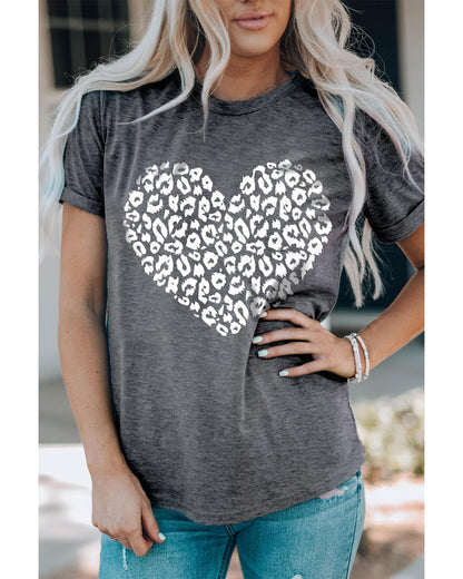 Azura Exchange Leopard Kiss Print Valentines Heart Graphic Tee - 2XL