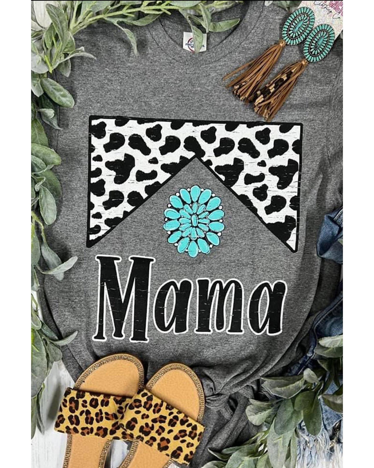 Azura Exchange Leopard Turquoise Bead Mama Graphic T-shirt - 2XL