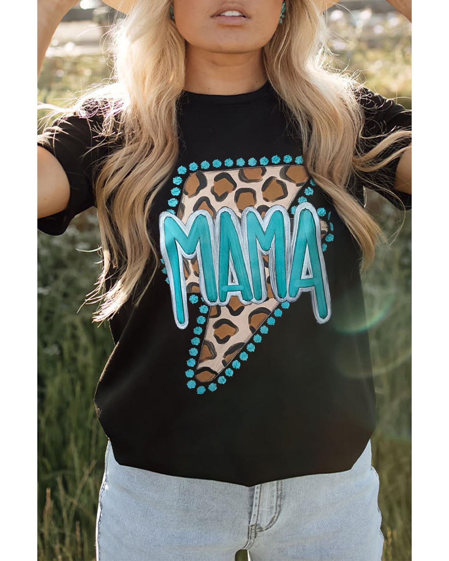 Azura Exchange MAMA Leopard Lightening Graphic Tee - L