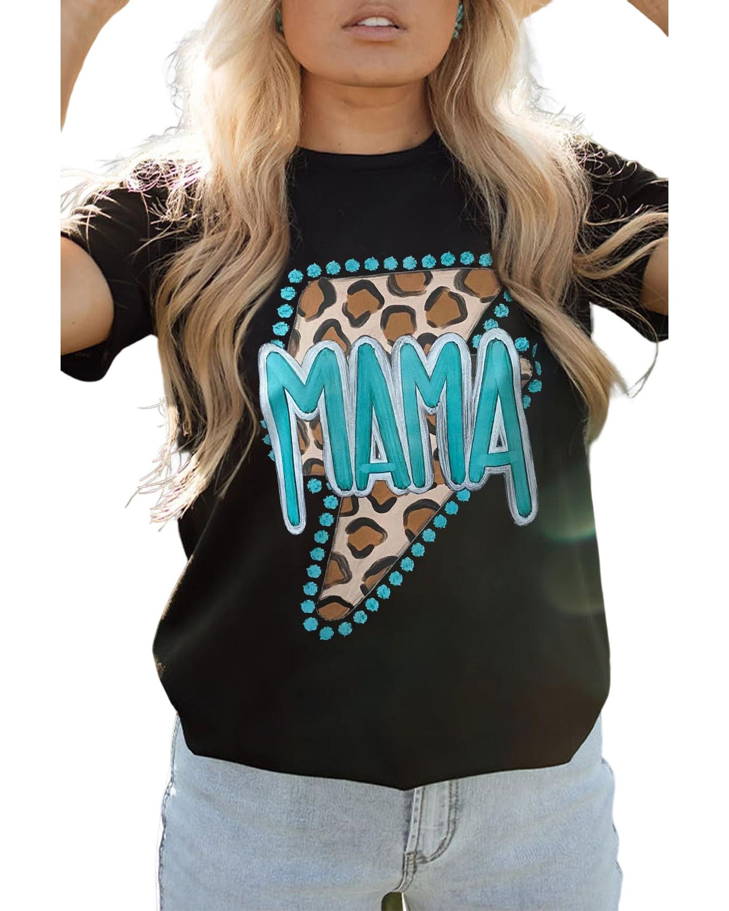 Azura Exchange MAMA Leopard Lightening Graphic Tee - L