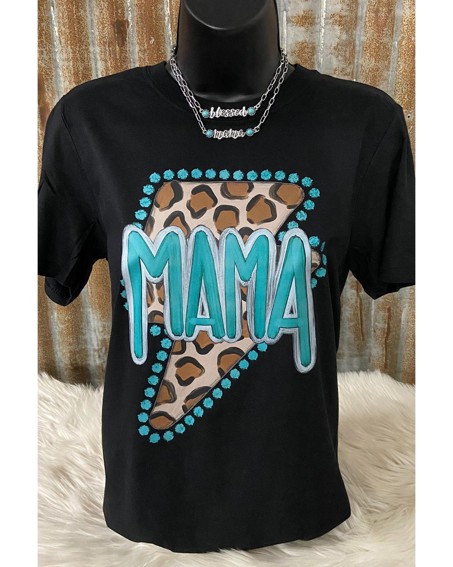 Azura Exchange MAMA Leopard Lightening Graphic Tee - S