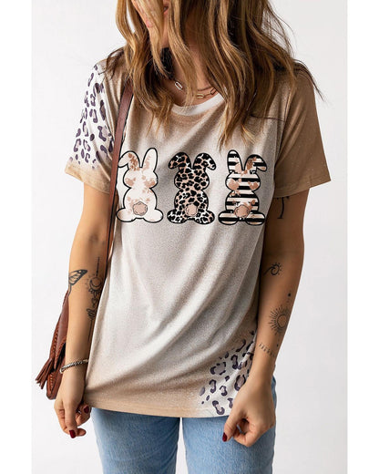 Azura Exchange Easter Bunny Leopard Bleached Print Graphic Tee - XL