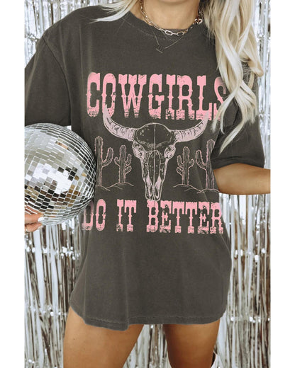 Azura Exchange COWGIRLS DO IT BETTER Graphic Print Oversized T Shirt - S