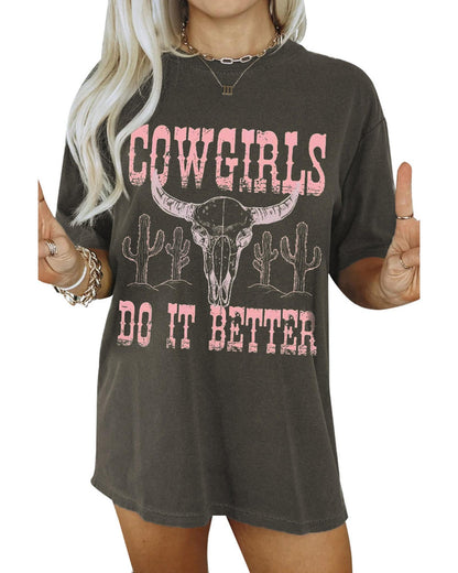 Azura Exchange COWGIRLS DO IT BETTER Graphic Print Oversized T Shirt - S