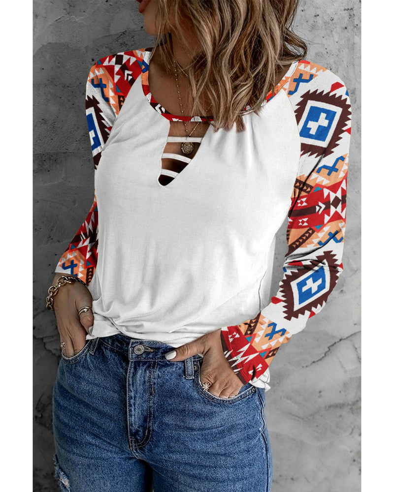 Azura Exchange Multicolor Long Sleeve Cutout Top - L