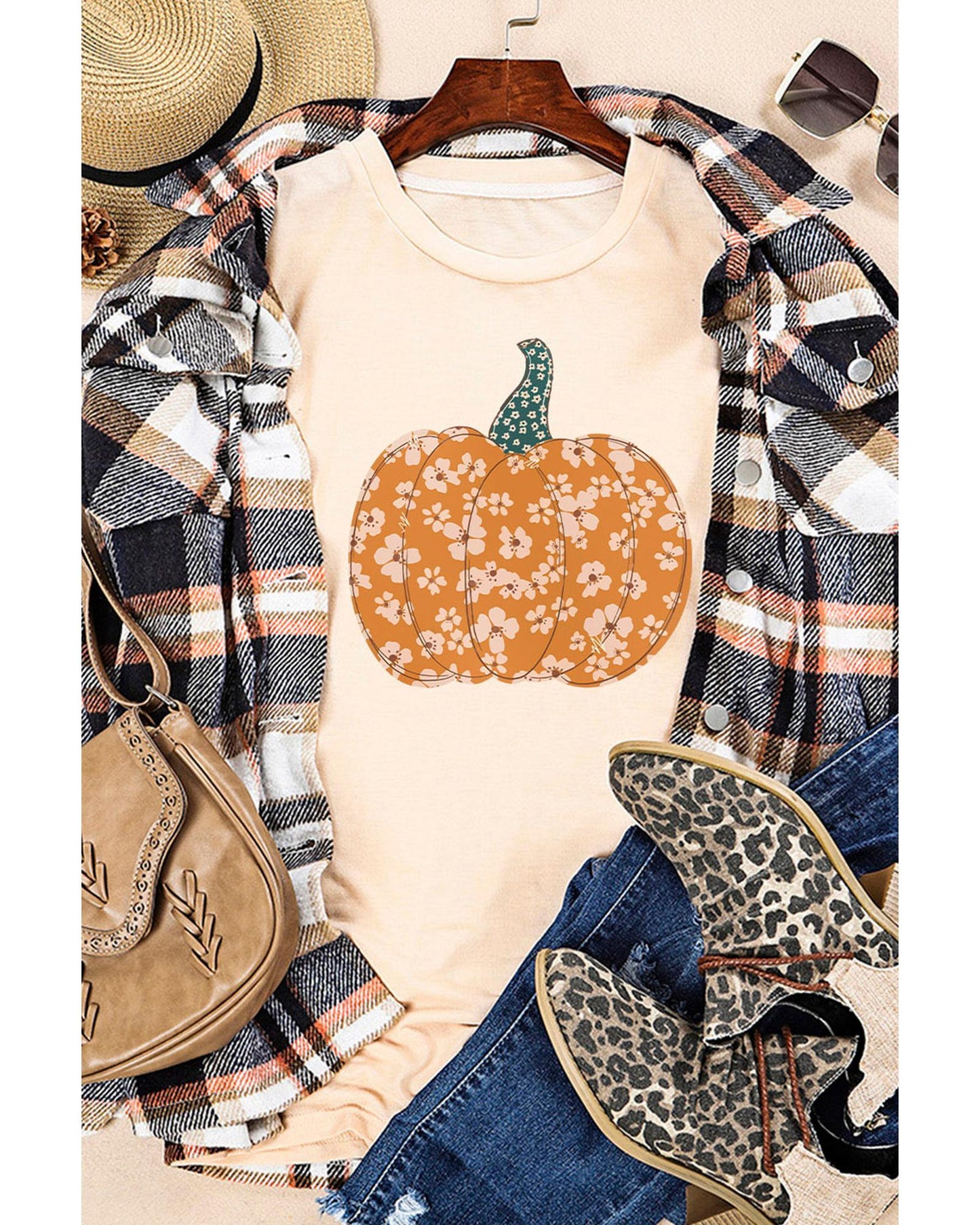 Azura Exchange Floral Pumpkin Graphic Tee - 2XL