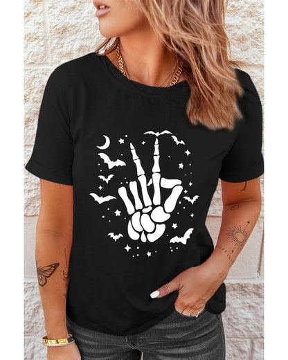 Azura Exchange Halloween Bat & Skeleton Hand Graphic Tee - 2XL