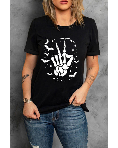 Azura Exchange Halloween Bat & Skeleton Hand Graphic Tee - 2XL