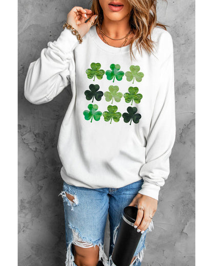 Azura Exchange Clover Print Long Sleeve Sweatshirt - M