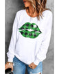 Azura Exchange Plaid Lip Clover Graphic Print Sweatshirt - S