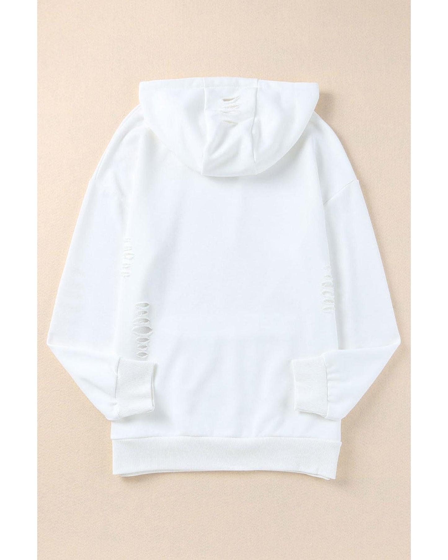 Azura Exchange Ripped Hooded Sweatshirt with Kangaroo Pocket - M