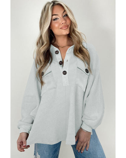 Azura Exchange Oversized Button Collared Sweatshirt - L