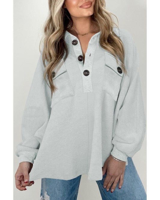 Azura Exchange Oversized Button Collared Sweatshirt - XL