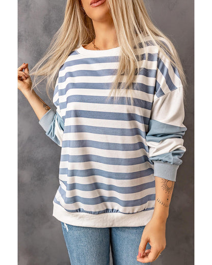 Azura Exchange Drop Shoulder Striped Pullover Sweatshirt - 2XL