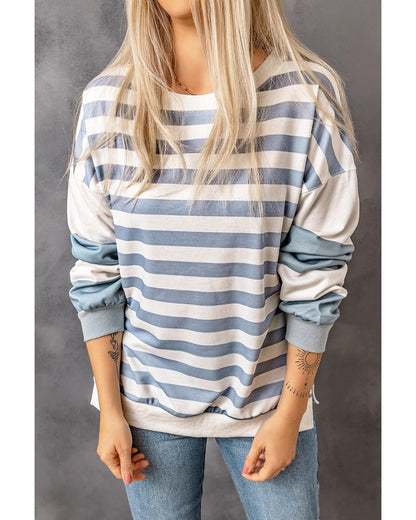 Azura Exchange Drop Shoulder Striped Pullover Sweatshirt - 2XL