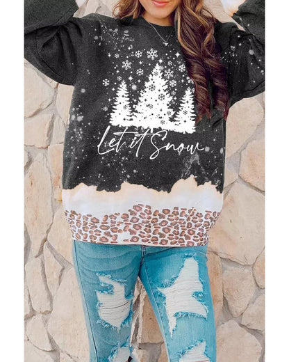 Azura Exchange Christmas Graphic Leopard Bleached Sweatshirt - L