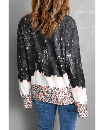 Azura Exchange Christmas Graphic Leopard Bleached Sweatshirt - L