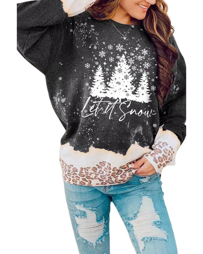 Azura Exchange Christmas Graphic Leopard Bleached Sweatshirt - L