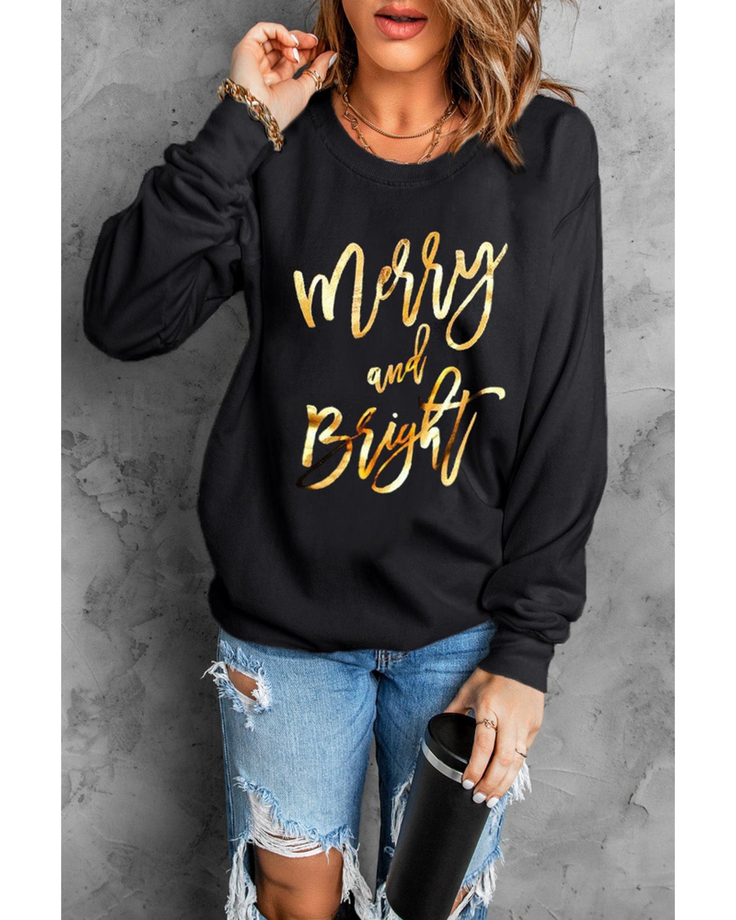 Azura Exchange Merry & Bright Print Sweatshirt - L