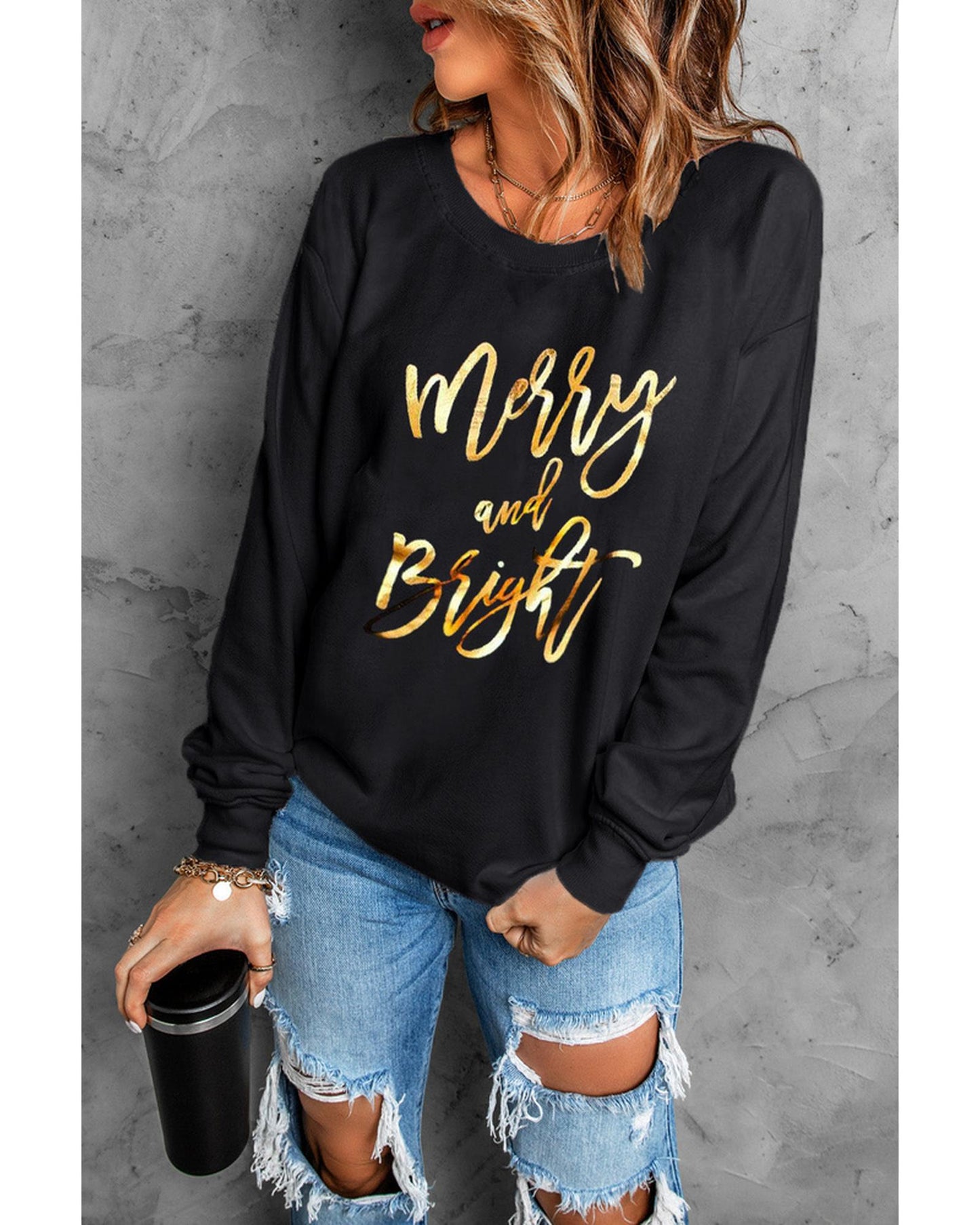 Azura Exchange Merry & Bright Print Sweatshirt - M