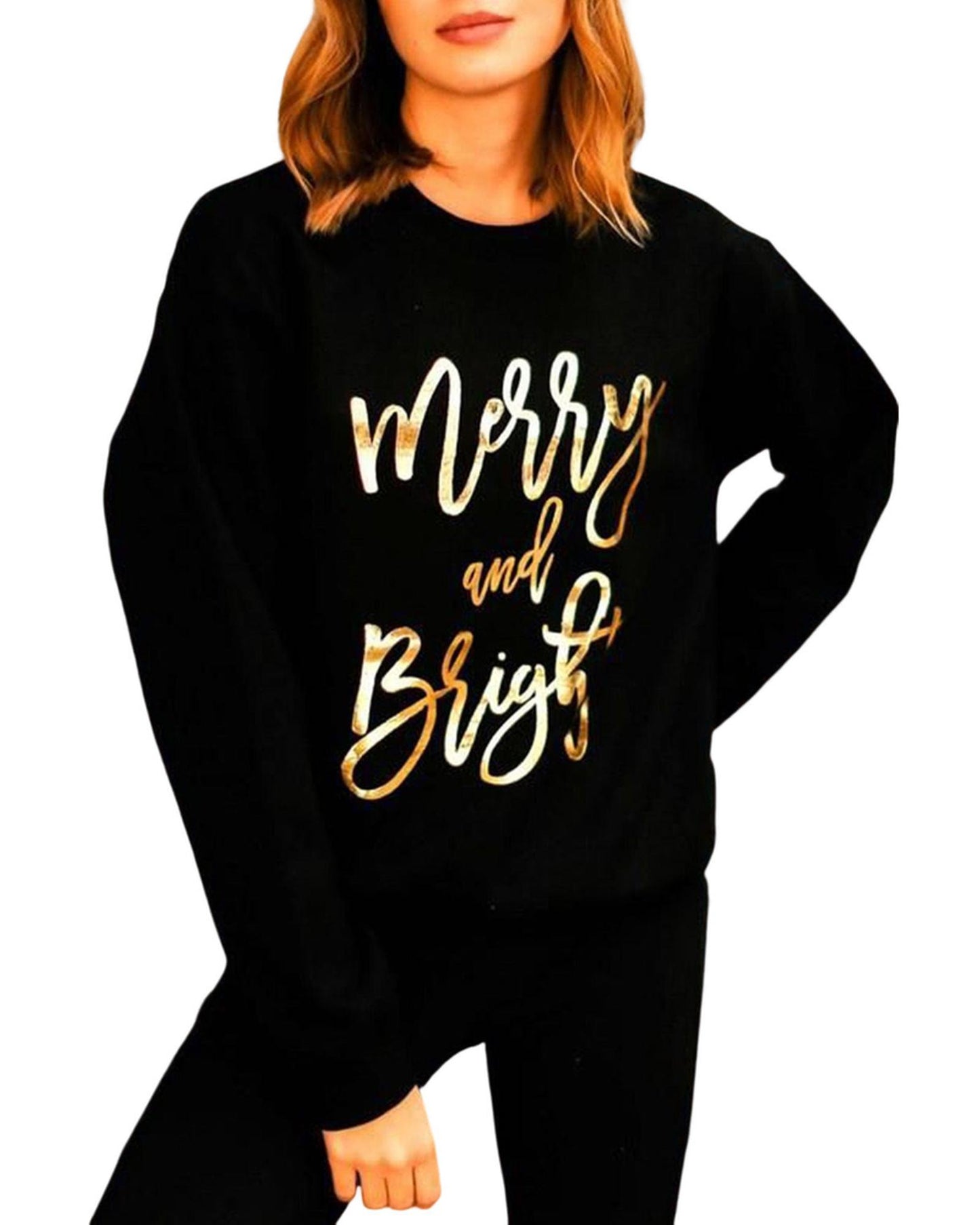 Azura Exchange Merry & Bright Print Sweatshirt - XL