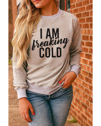 Azura Exchange Breaking COLD Letter Print Sweatshirt - L