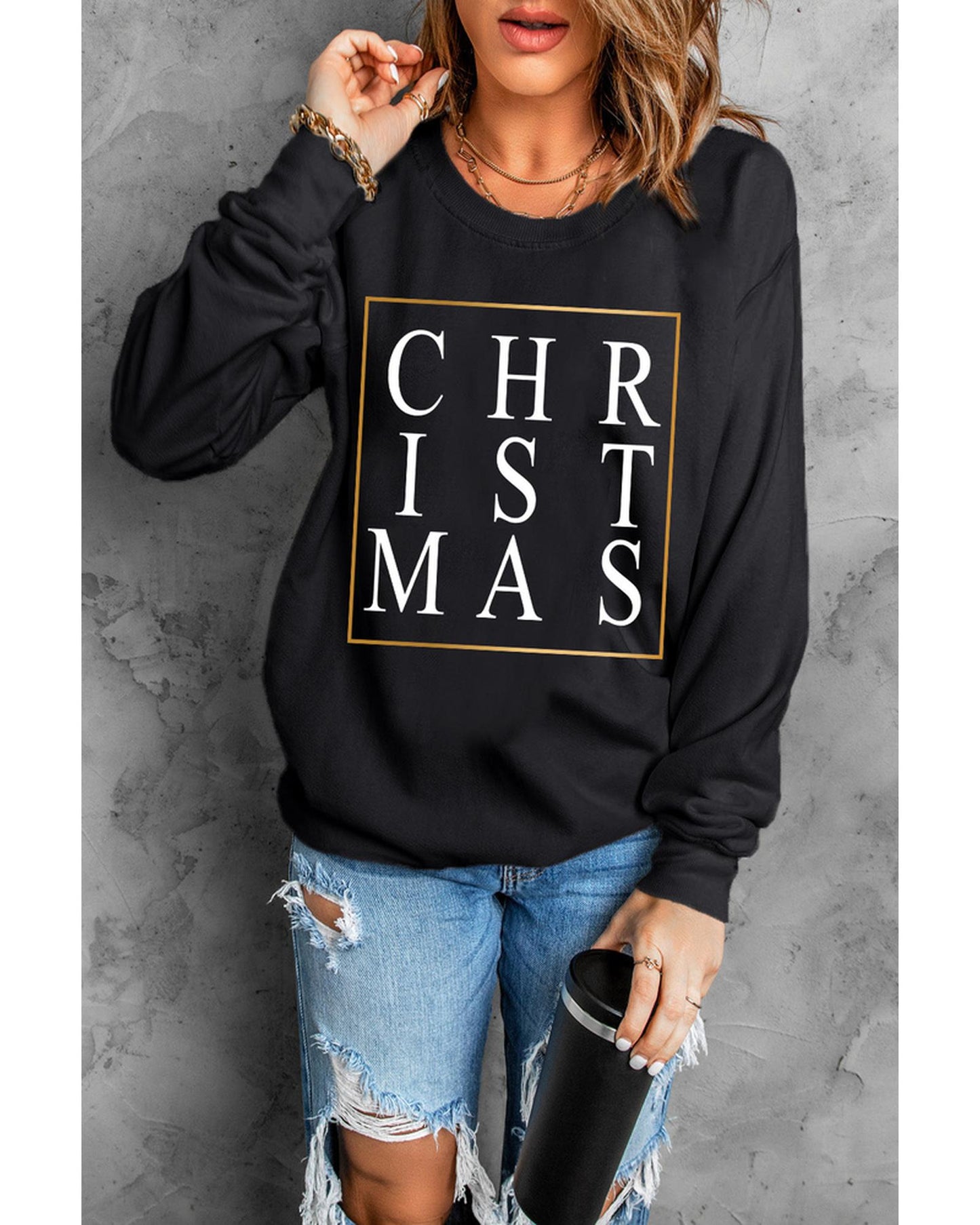 Azura Exchange Glitter Print Crew Neck Sweatshirt - 2XL