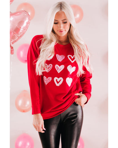 Azura Exchange Hearts Print Crewneck Sweatshirt - 2XL