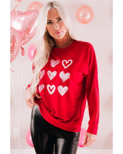 Azura Exchange Hearts Print Crewneck Sweatshirt - 2XL