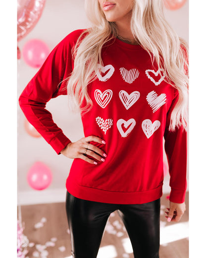 Azura Exchange Hearts Print Crewneck Sweatshirt - 2XL