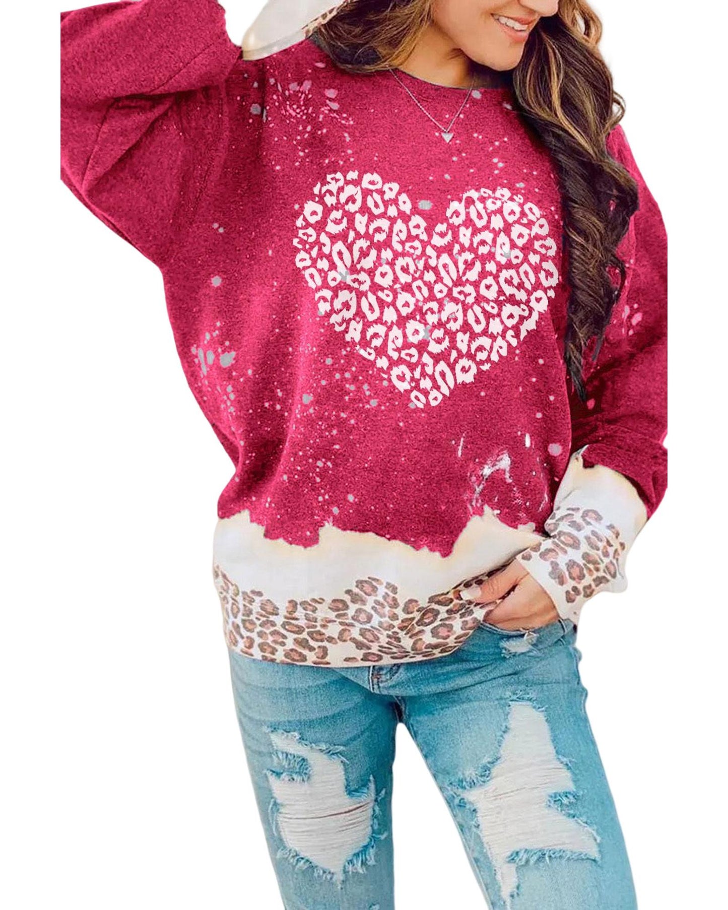 Azura Exchange Leopard Graphic Pullover Sweatshirt - M