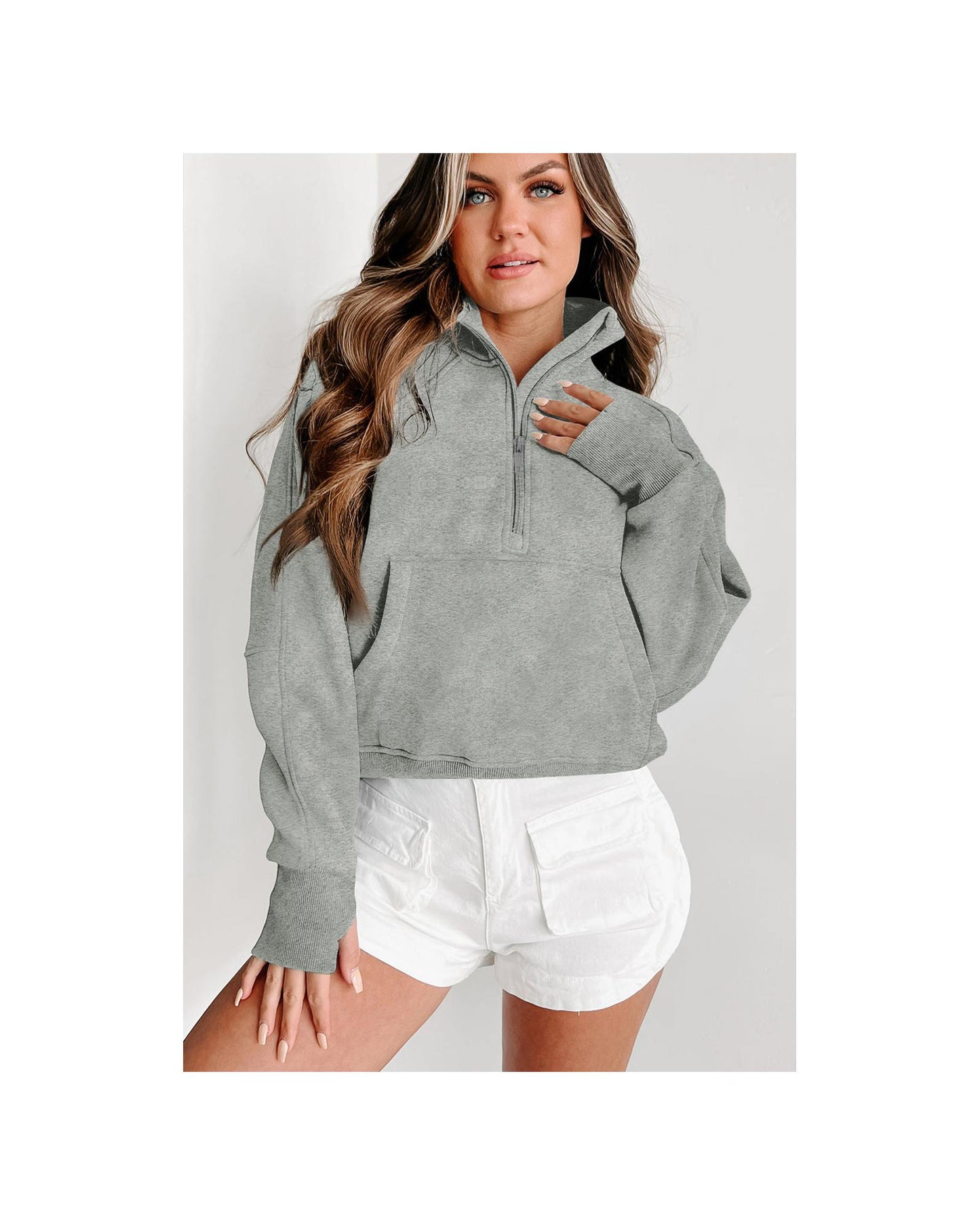 Azura Exchange Stand Collar Ribbed Sleeve Sweatshirt - XL