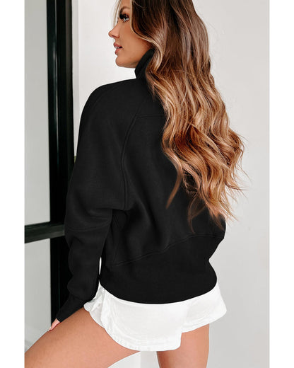 Azura Exchange Black Ribbed Thumbhole Sleeve Sweatshirt - L