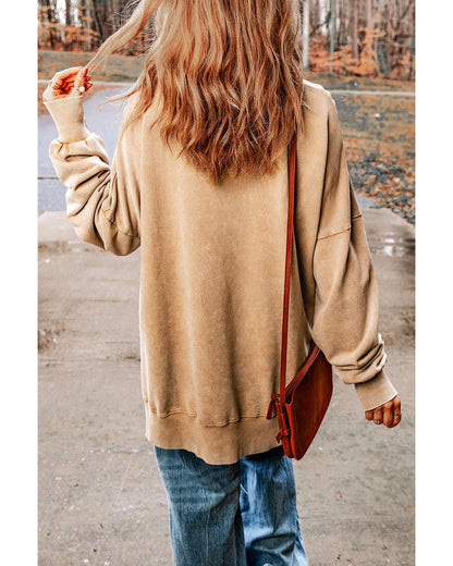 Azura Exchange Oversized Khaki Drop Shoulder Sweatshirt - M