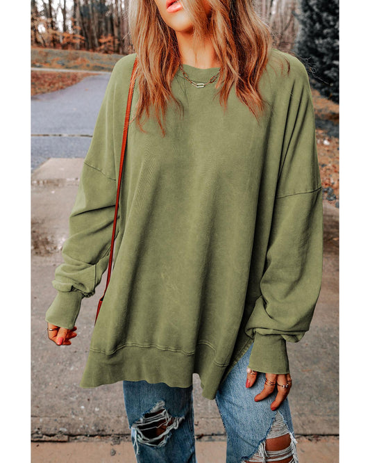 Azura Exchange Oversized Ribbed Trim Sweatshirt - L