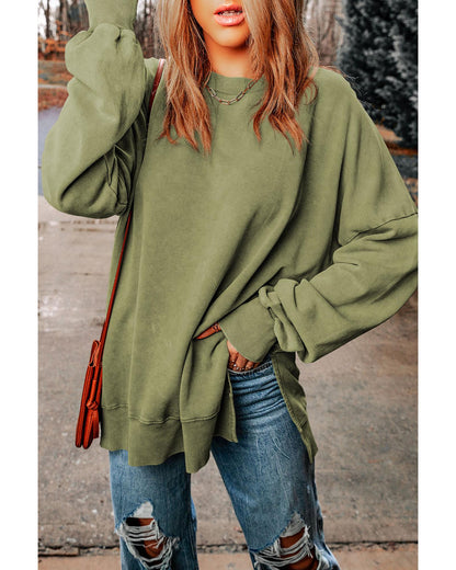 Azura Exchange Oversized Ribbed Trim Sweatshirt - S