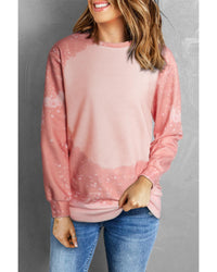 Azura Exchange Bleached Round Neck Pullover Sweatshirt - L