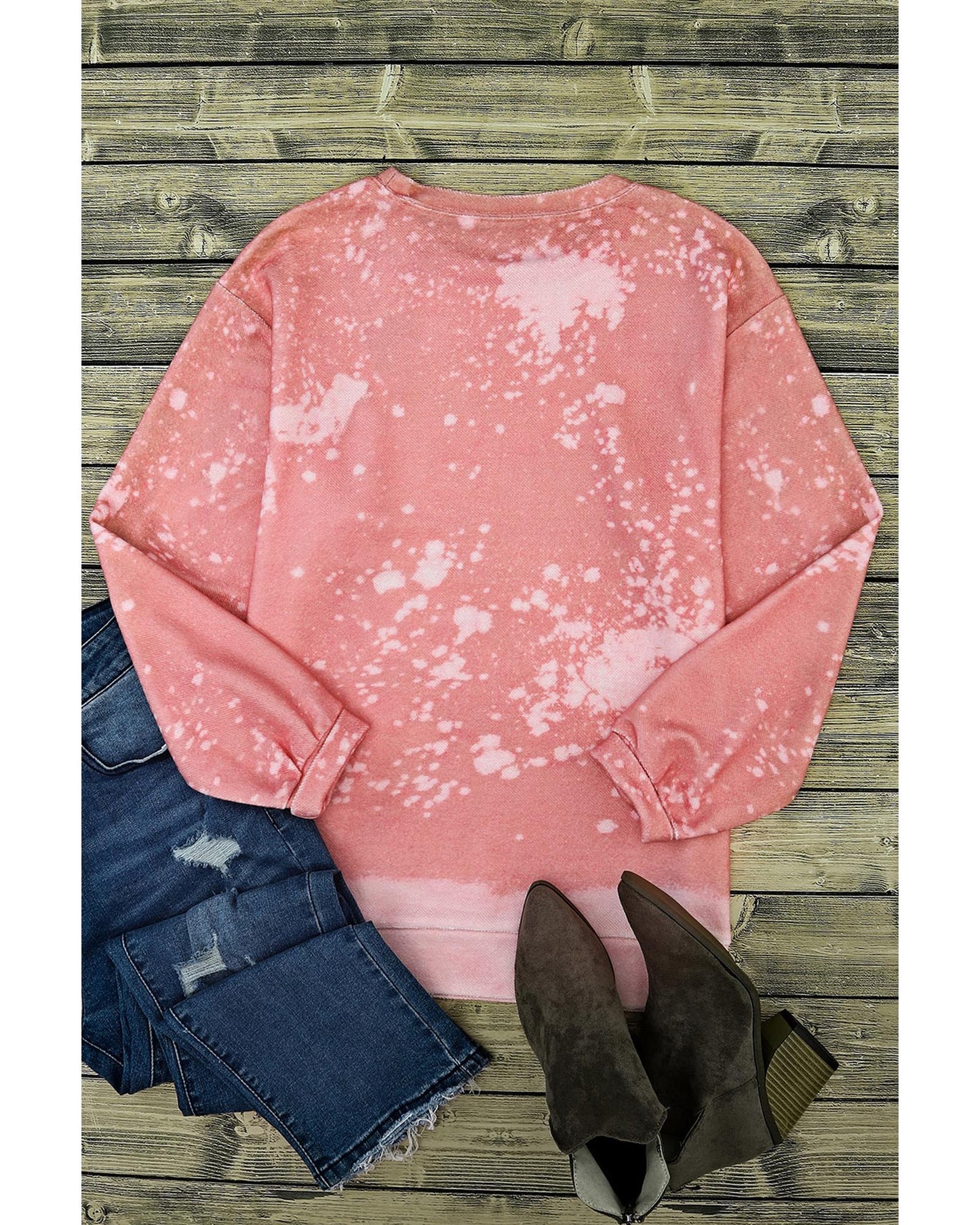 Azura Exchange Bleached Round Neck Pullover Sweatshirt - L